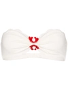 Marysia Antibes Embellished Scalloped Stretch-crepe Bandeau Bikini Top In White