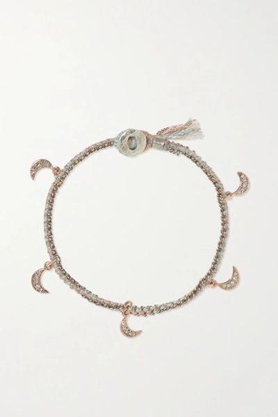 Brooke Gregson Crescent 14-karat Rose Gold, Sterling Silver, Silk And Diamond Bracelet