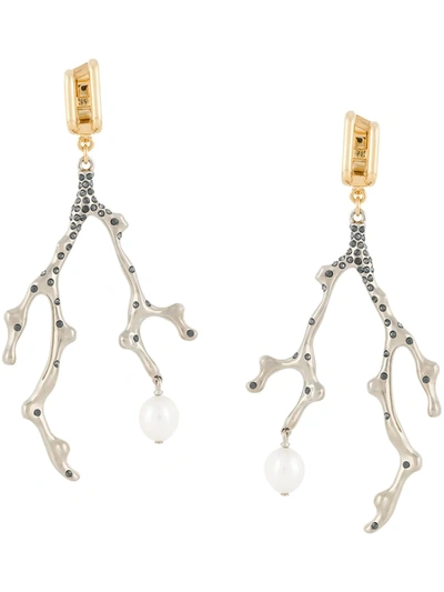 Chloé Connie Gold And Silver-tone, Pearl And Crystal Clip Earrings