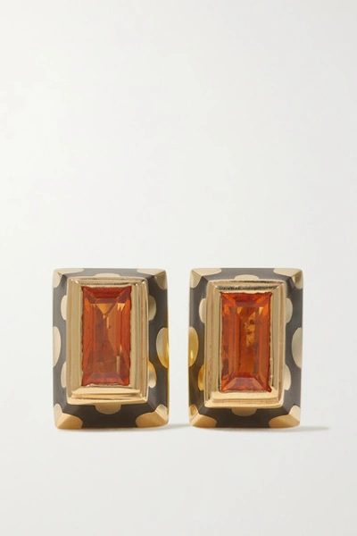 Alice Cicolini Memphis Dot 14-karat Gold, Enamel And Opal Earrings