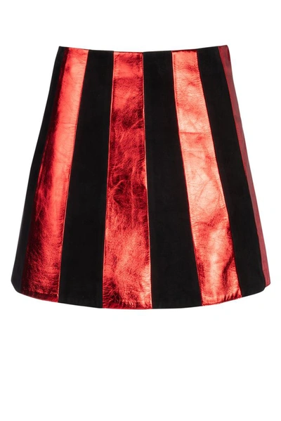 Miu Miu Two-tone Nappa Leather And Suede Mini Skirt  Nd  Donna 40 In F0f3t