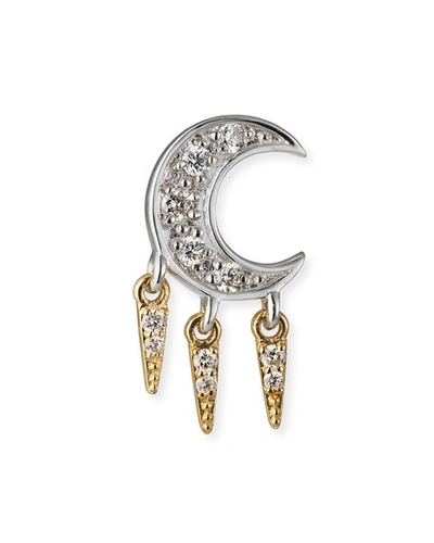 Sydney Evan 14k Diamond Crescent Moon Fringe Earring, Single, Right In Multi