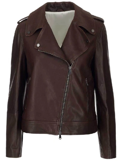 Brunello Cucinelli Biker Jacket In Brown