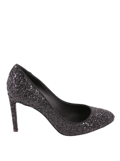 Giuseppe Zanotti Bimba Glittered Leather Pumps In Black