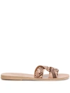 Ancient Greek Sandals Desmos Flat Snakeskin-embossed Leather Sandals In Python