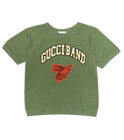 Gucci Kids' Logo Cotton Top In Green