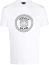 Versace Medusa-head Logo-print Cotton T-shirt In White,black