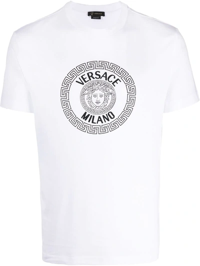 Versace Medusa-head Logo-print Cotton T-shirt In White