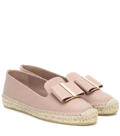 Ferragamo Sannio Leather Espadrilles In Neutrals