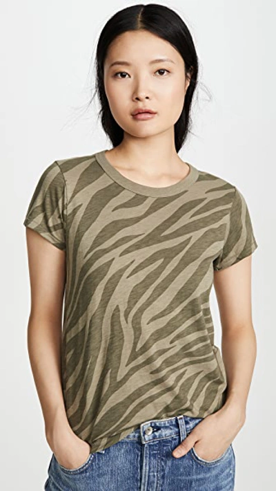 Rag & Bone Zebra-print Cotton-jersey T-shirt In Armymult