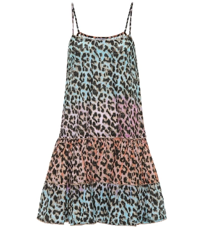 Juliet Dunn Leopard-print Cotton Minidress In Multicoloured