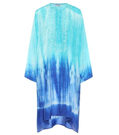 Juliet Dunn Tie-dye Silk Kaftan In Blue