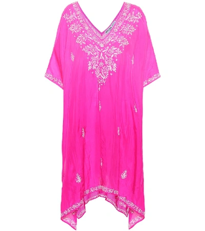 Juliet Dunn Embellished Silk Kaftan In Pink