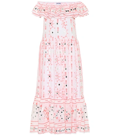 Juliet Dunn Embellished Cotton Maxi Dress In White