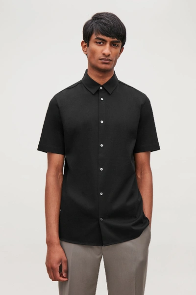 Cos Jersey Short-sleeved Shirt In Black