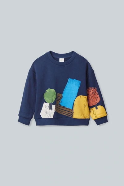 Cos Kids' Printed Cotton Sweatshirt In Blue