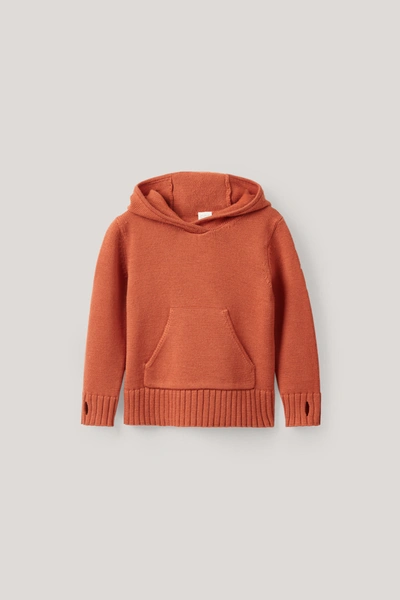 Cos Kids' Knitted Wool Hoodie In Orange