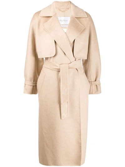 Max Mara Layered Belted Agar Coat In Brown