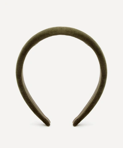 The Uniform Velvet Padded Headband In Olive