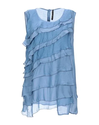 Manila Grace Tops In Pastel Blue