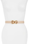 Dolce & Gabbana Baroque Dg Logo Leather Belt In Powder