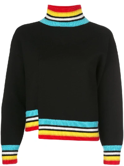 Alice And Olivia Aleta Asymmetric Pullover Sweater In Black