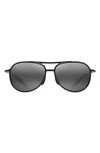 Maui Jim Men's Alelele Bridge Polarized Aviator Sunglasses In Black Gloss/ Neutral Grey
