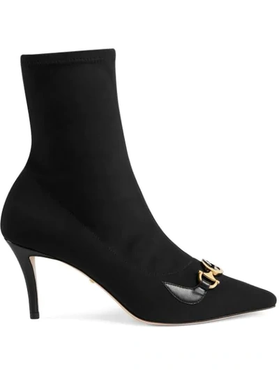 Gucci Zumi Jersey Ankle Boots In Black