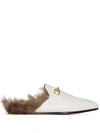 Gucci Princetown Shearling Slippers In White