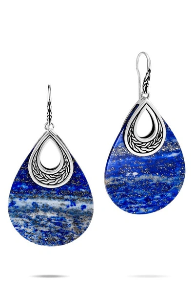 John Hardy Sterling Silver Classic Chain Lapis Lazuli Drop Earrings In Blue/silver