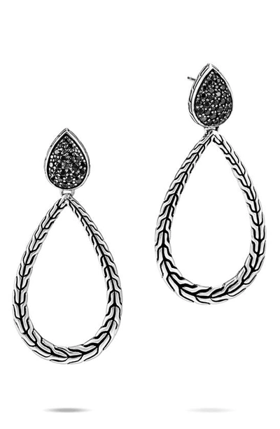 John Hardy Sterling Silver Classic Chain Drop Earrings With Black Sapphire & Black Spinel In Black/silver