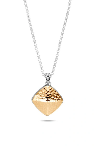 John Hardy Classic Chain Hammered 18k Gold Pendant Necklace In Gold And Silver