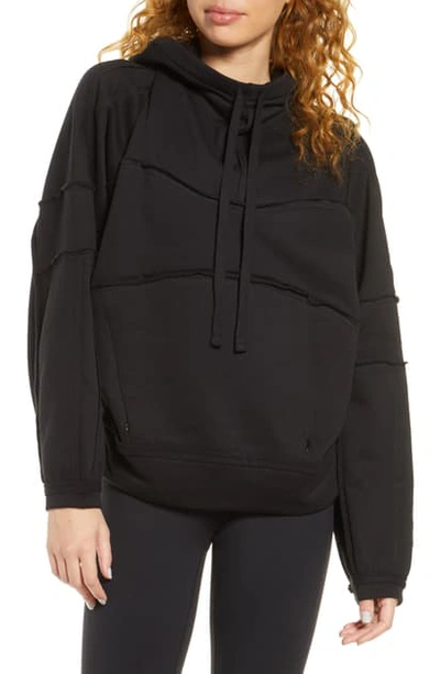 Alo Yoga Dimension Raw-edge Hooded Sweatshirt In Black