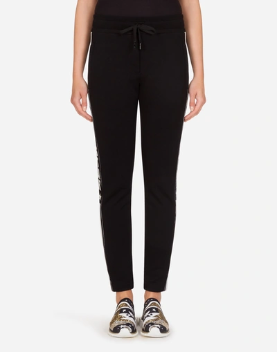 Dolce & Gabbana Millennials Star Scuba Fabric Jogging Pants In Black