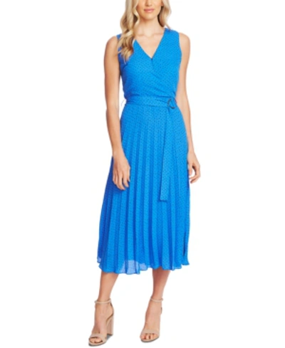 Vince Camuto Ditsy Dot Sleeveless Pleated Midi Dress In Deep River