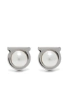 Ferragamo Imitation Pearl Gancio Stud Earrings In Silver/ Pearl