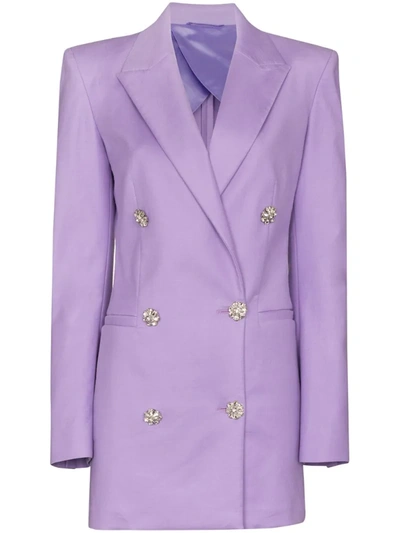 Attico Crystal-embellished Cotton-twill Mini Dress In Lilac