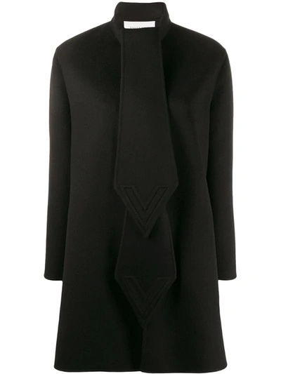 Valentino Draped Wool And Cashmere-blend Felt Coat In Nero