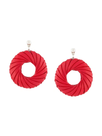 Bottega Veneta Doughnut-shaped Wrapped Earrings In Red