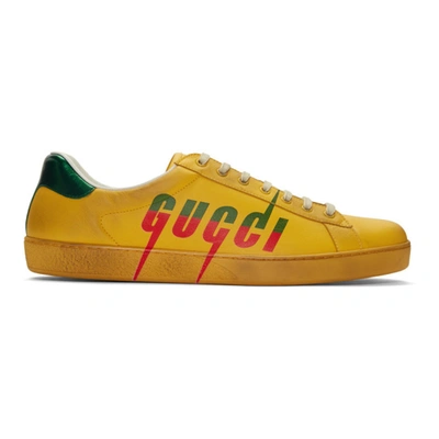 Gucci Men's New Ace Low-top Logo Sneakers In White