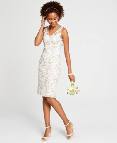 Adrianna Papell Women's Floral Embroidered Sheath Dress In Ivory
