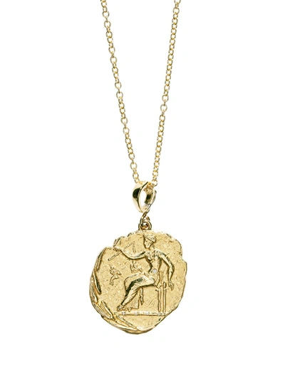 Azlee Limited Edition Aphrodite Large Diamond Coin Necklace In Yellow