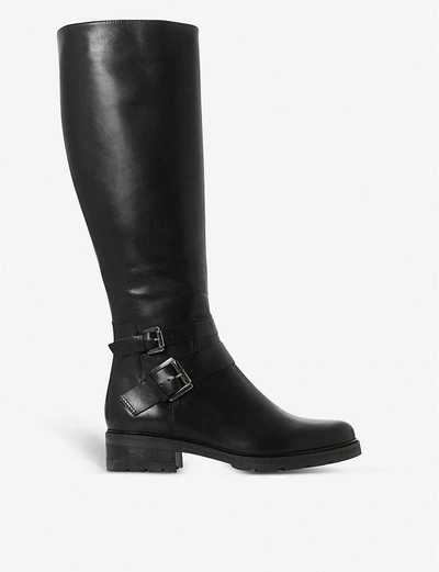 Dune Knee-high Leather Boots In Black-leather