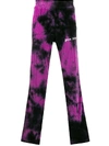 Palm Angels Logo-print Tie-and-dye Velvet Tracksuit Bottoms In Purple