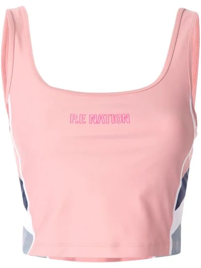 P.e Nation Flex It Logo-print Stretch-jersey Crop Top In Pink