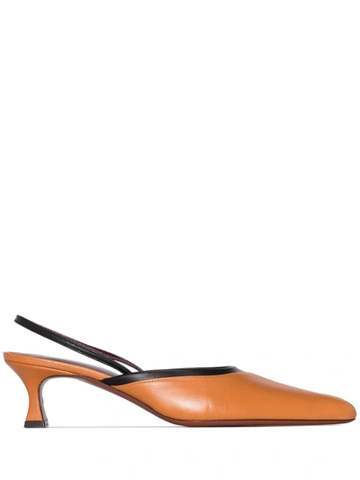 Manu Atelier Brown City 50 Leather Slingback Pumps