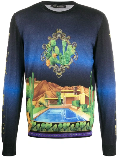Versace 'palm Springs Hotel' Pullover In Black