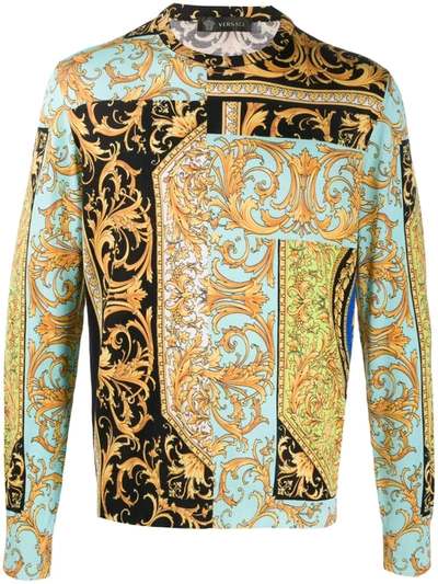 Versace Barocco Print Sweatshirt In Yellow