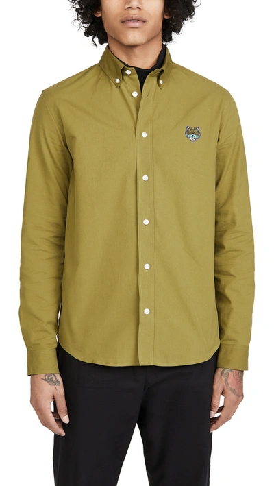 Kenzo Tiger Crest Casual Fit Shirt In Khaki