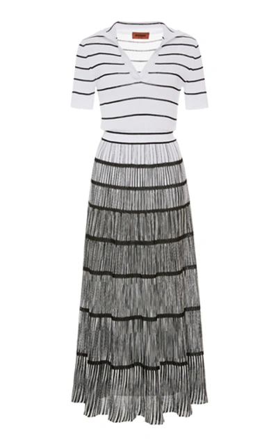 Missoni Striped Ombré Ribbed-knit Dress In Black White